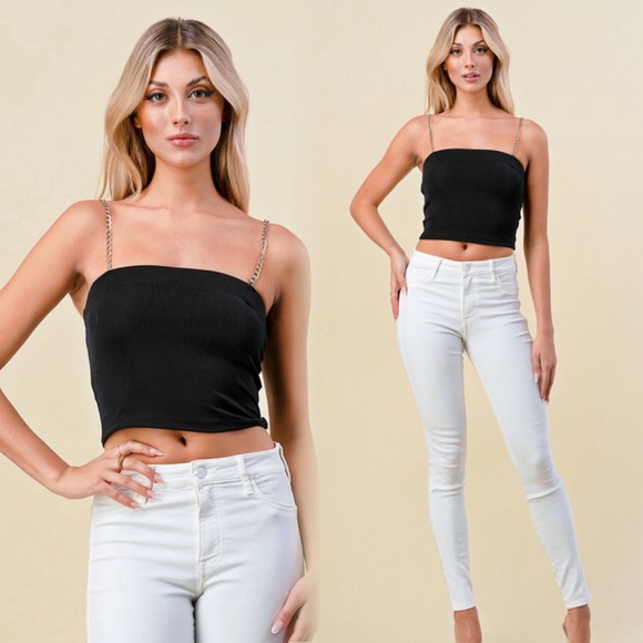 Cropped chain link strap silky top - Picture 5 of 6